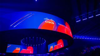 Cisco Live 2024 keynote theatre banner with Cisco logo and branding. 